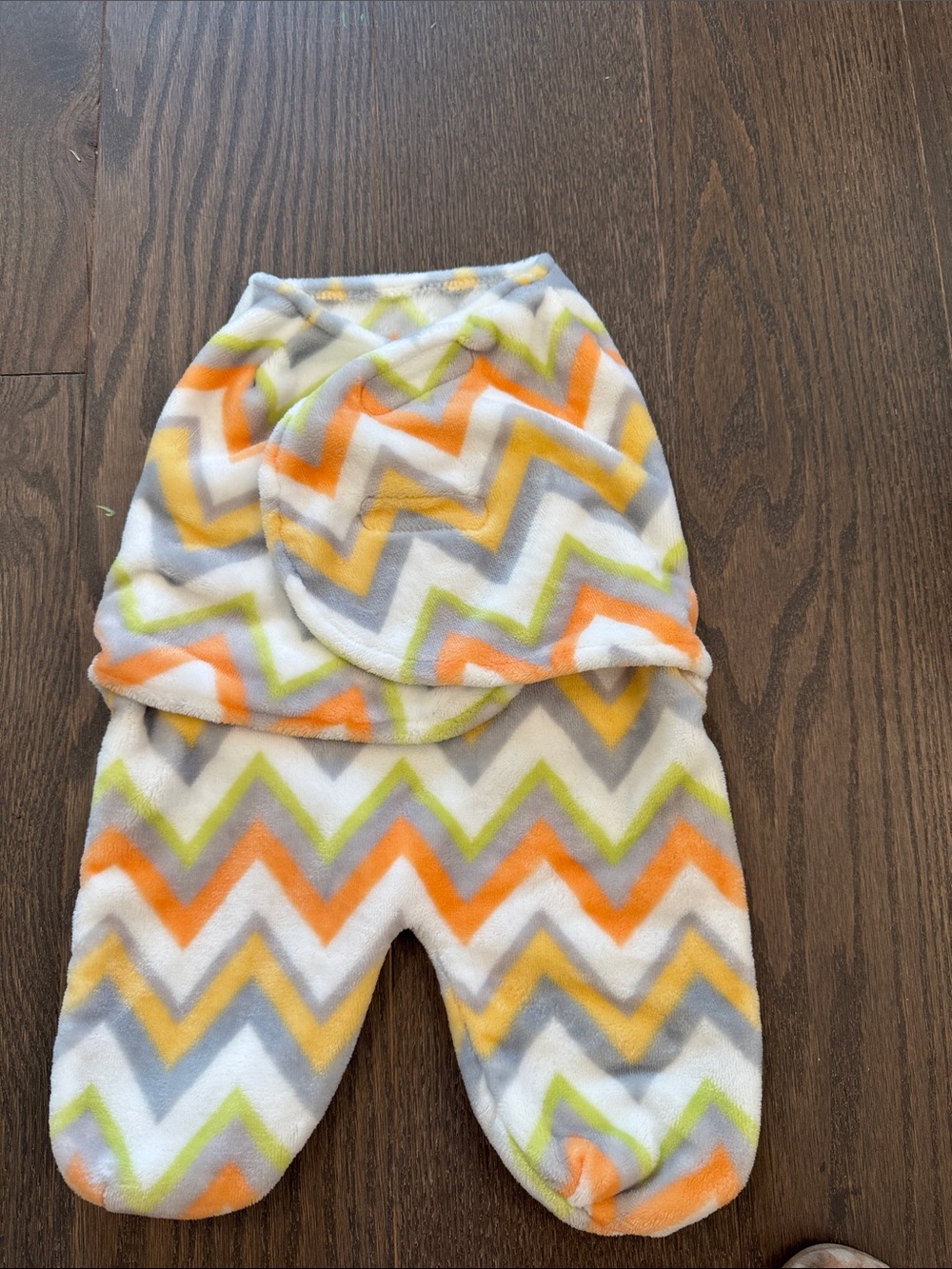 Chevron Fleece Diaper Cover in Orange, Yellow, Gray & Green